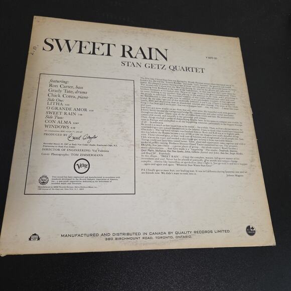 Stan Getz Sweet Rain 1967 Vinyl Verve Records 1st Press - Picture 2 of 4